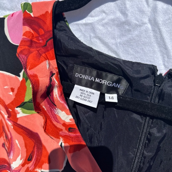 Vintage 90s Floral 100% Silk Midi Dress with Floral Rosette Bias Cut - Picture 4 of 6